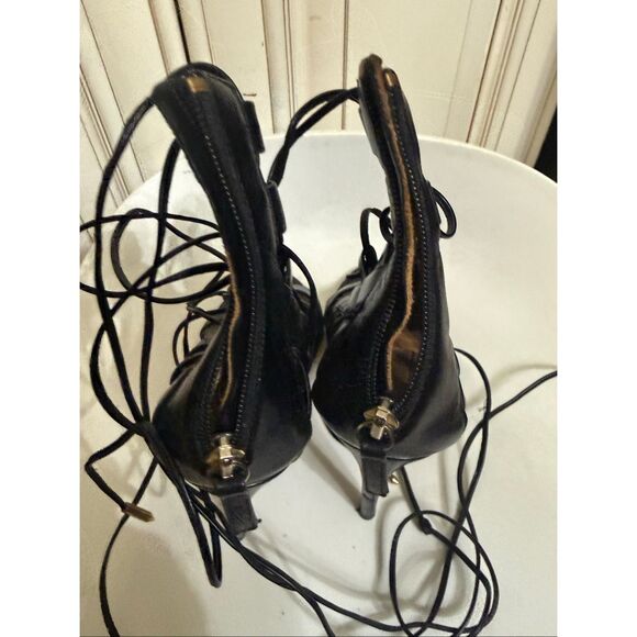 Aquazzura Amazon Womens Leather Lace-Up Strappy Gladiator Sandals Black Size 37 - Picture 5 of 13